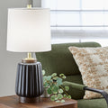 Better Homes &amp; Gardens 24" Black Ribbed Ceramic &amp; Wood Table Lamp