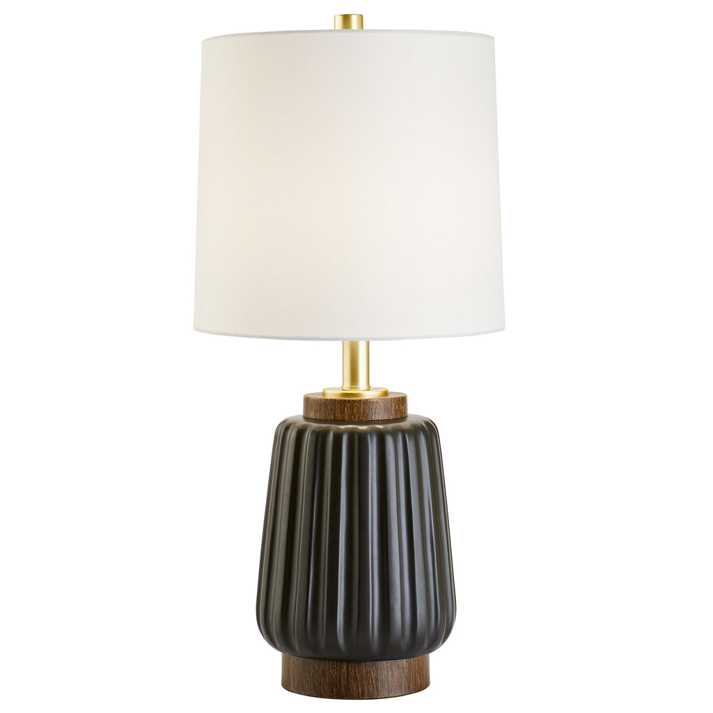 Better Homes &amp; Gardens 24" Black Ribbed Ceramic &amp; Wood Table Lamp