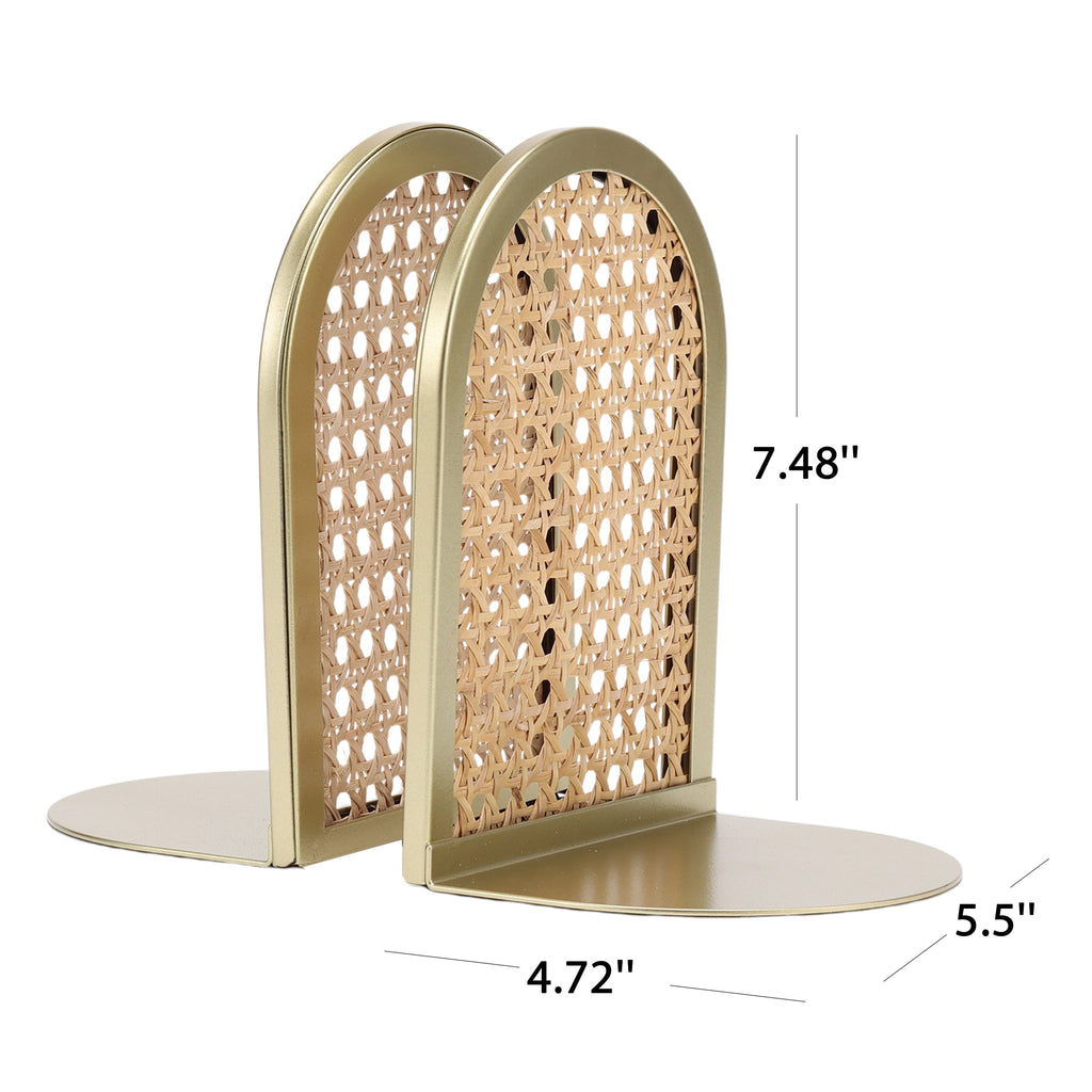 Home Decor Collection Sterling &amp; Noble Home Gold and Natural Rattan Decorative Tabletop Bookends
