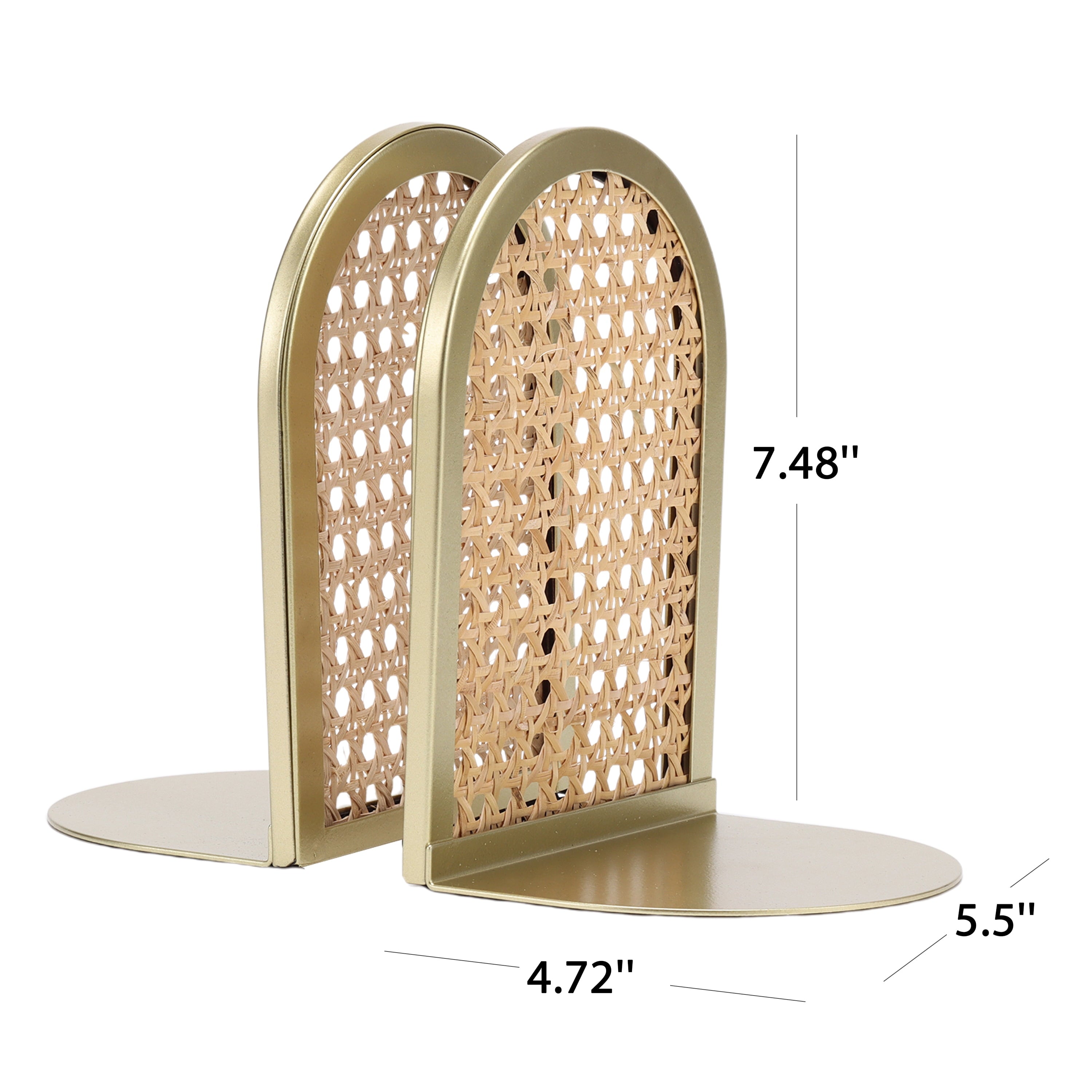 Home Decor Collection Sterling &amp; Noble Home Gold and Natural Rattan Decorative Tabletop Bookends