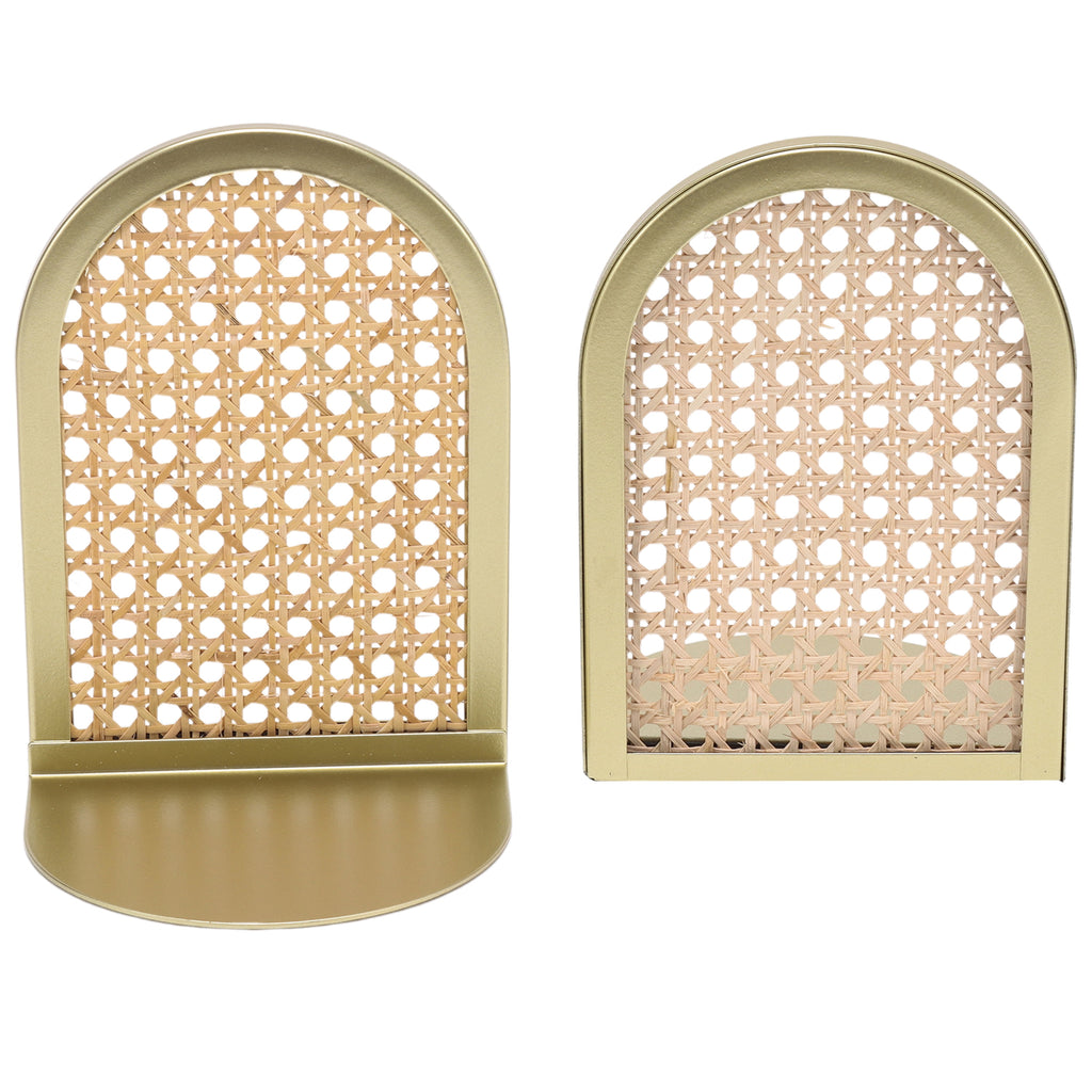 Home Decor Collection Sterling &amp; Noble Home Gold and Natural Rattan Decorative Tabletop Bookends