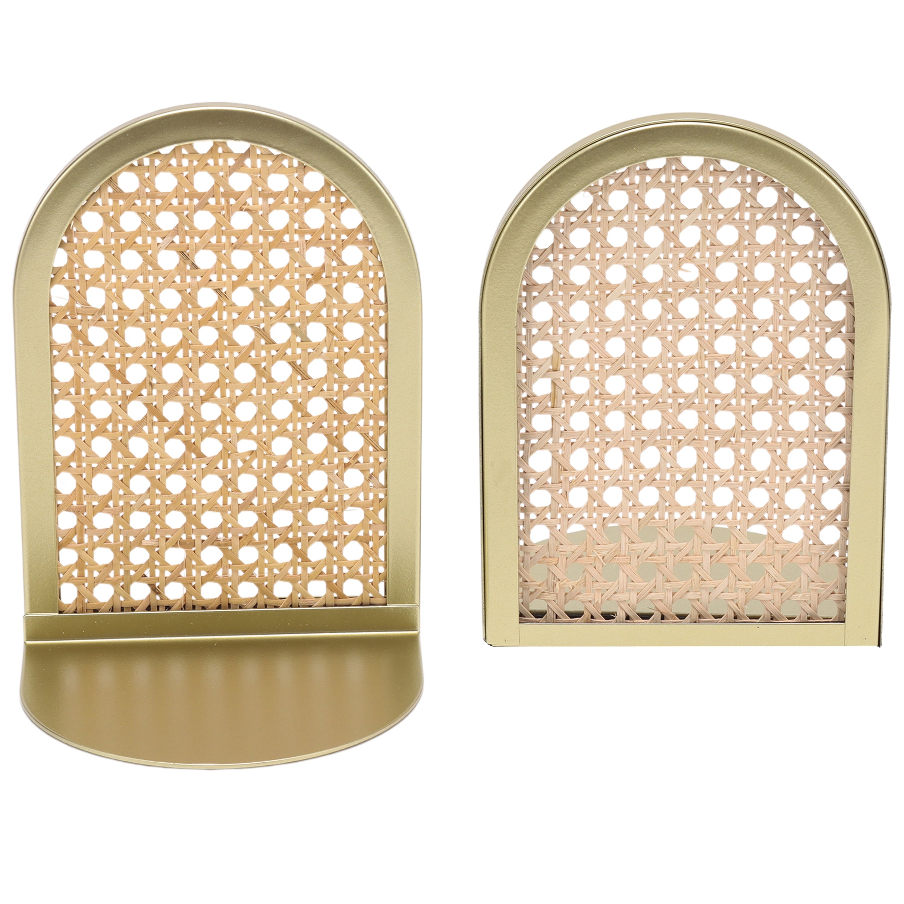 Home Decor Collection Sterling &amp; Noble Home Gold and Natural Rattan Decorative Tabletop Bookends