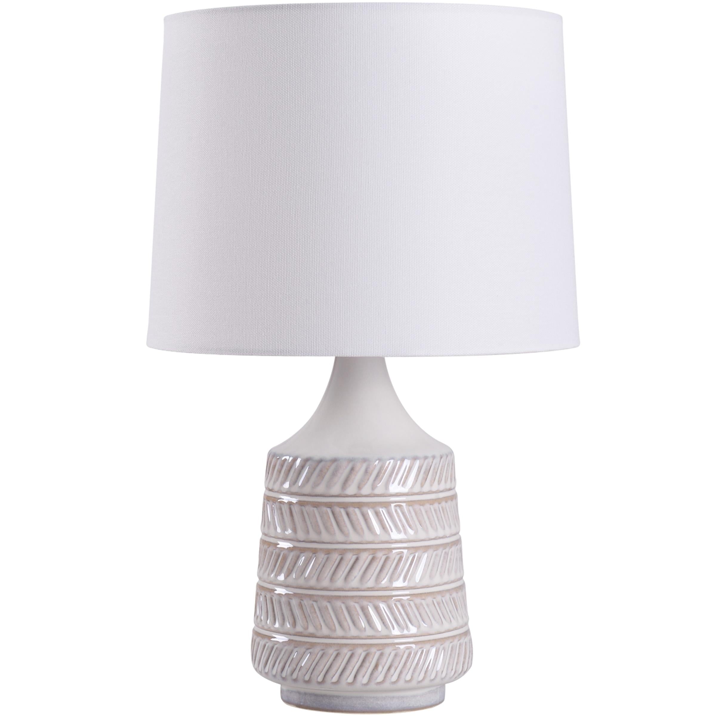 Better Homes &amp; Gardens White and Beige Etched Ceramic Table Lamp with Shade 17"H