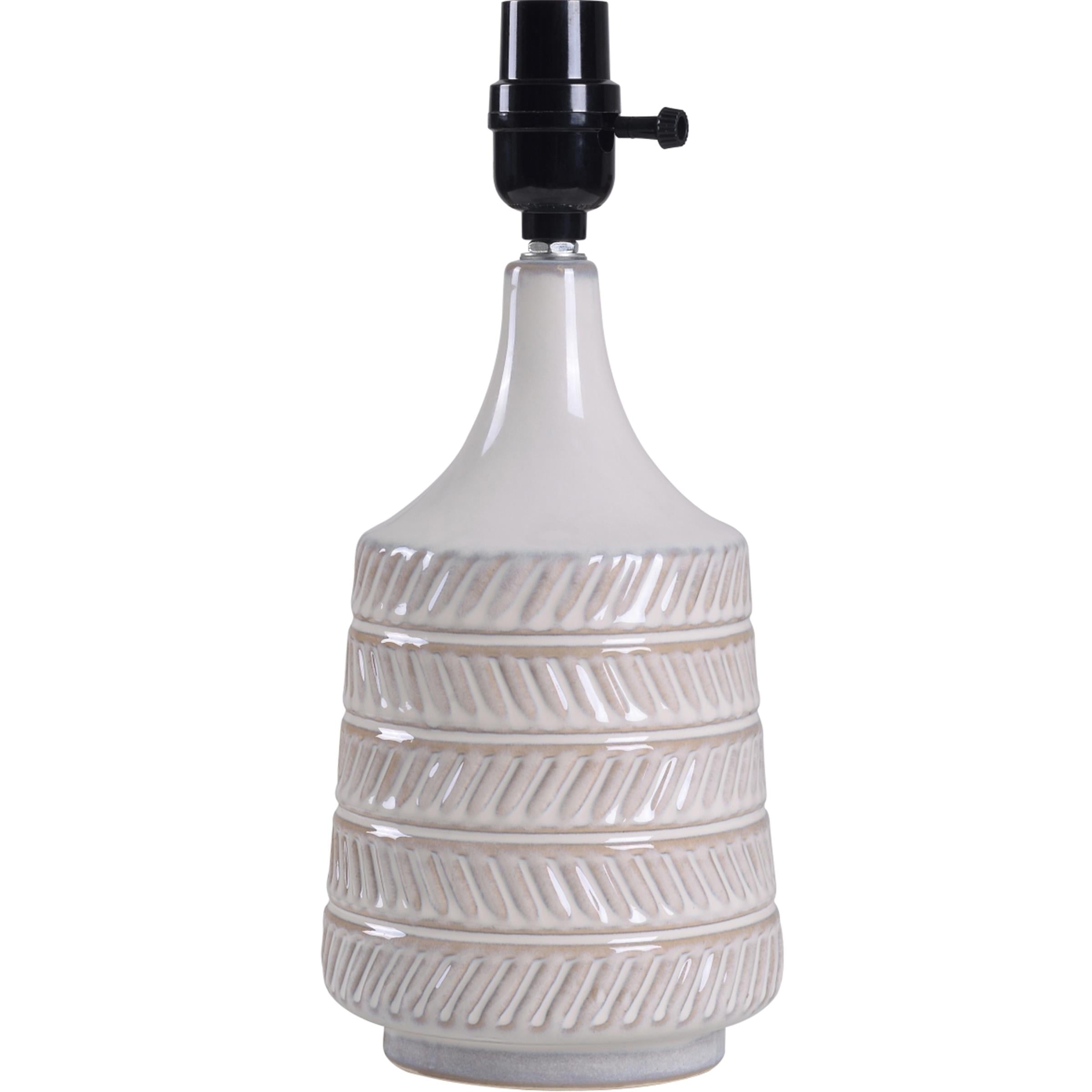 Better Homes &amp; Gardens White and Beige Etched Ceramic Table Lamp with Shade 17"H