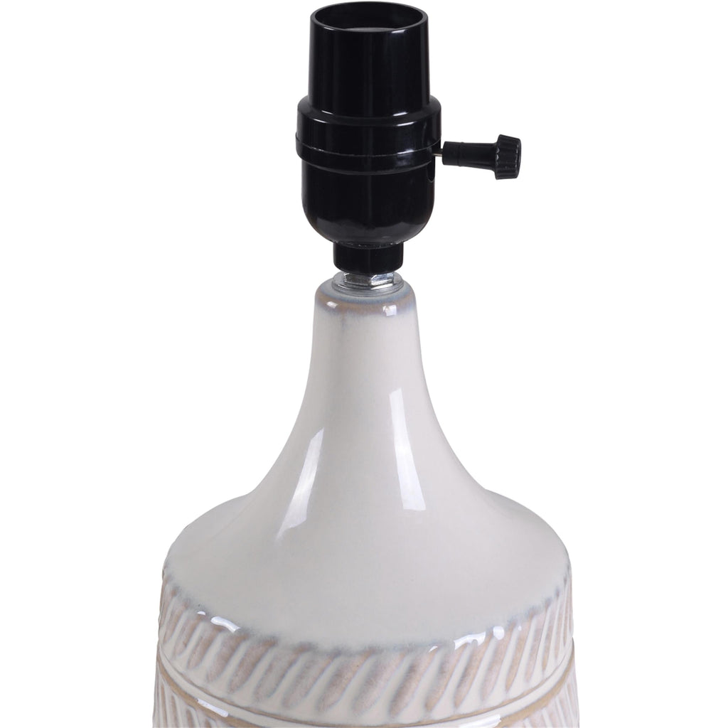 Better Homes &amp; Gardens White and Beige Etched Ceramic Table Lamp with Shade 17"H