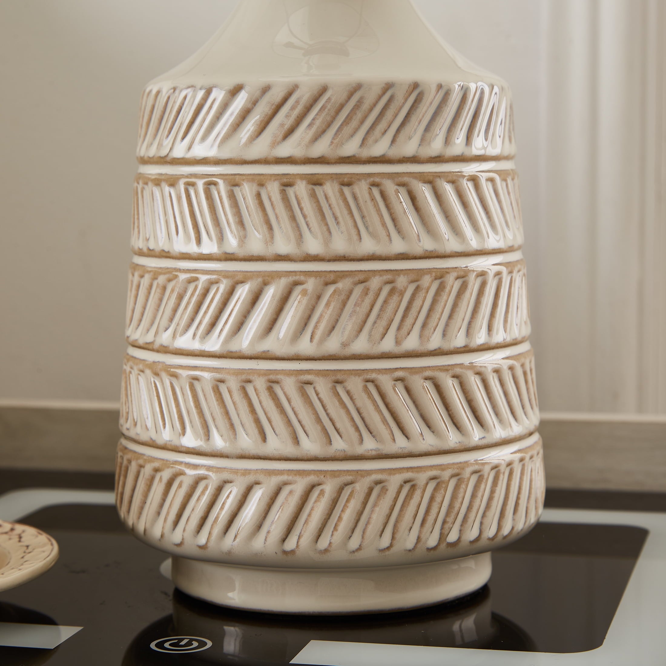 Better Homes &amp; Gardens 17"H Reactive Glaze Ceramic Table Lamp with White Fabric Shade