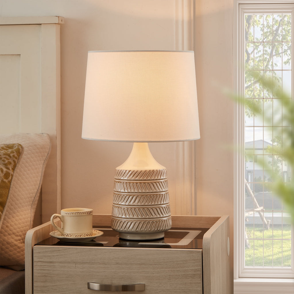 Better Homes &amp; Gardens 17"H Reactive Glaze Ceramic Table Lamp with White Fabric Shade