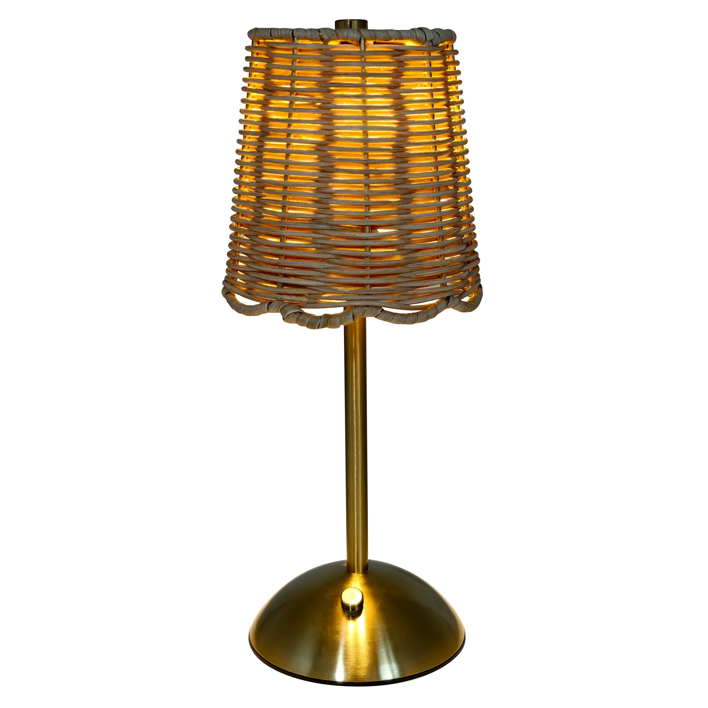 Home Decor Collection Sterling &amp; Noble Home Cordless Indoor Rattan and Gold Colored Table Lamp with Touch Switch/Dimmer