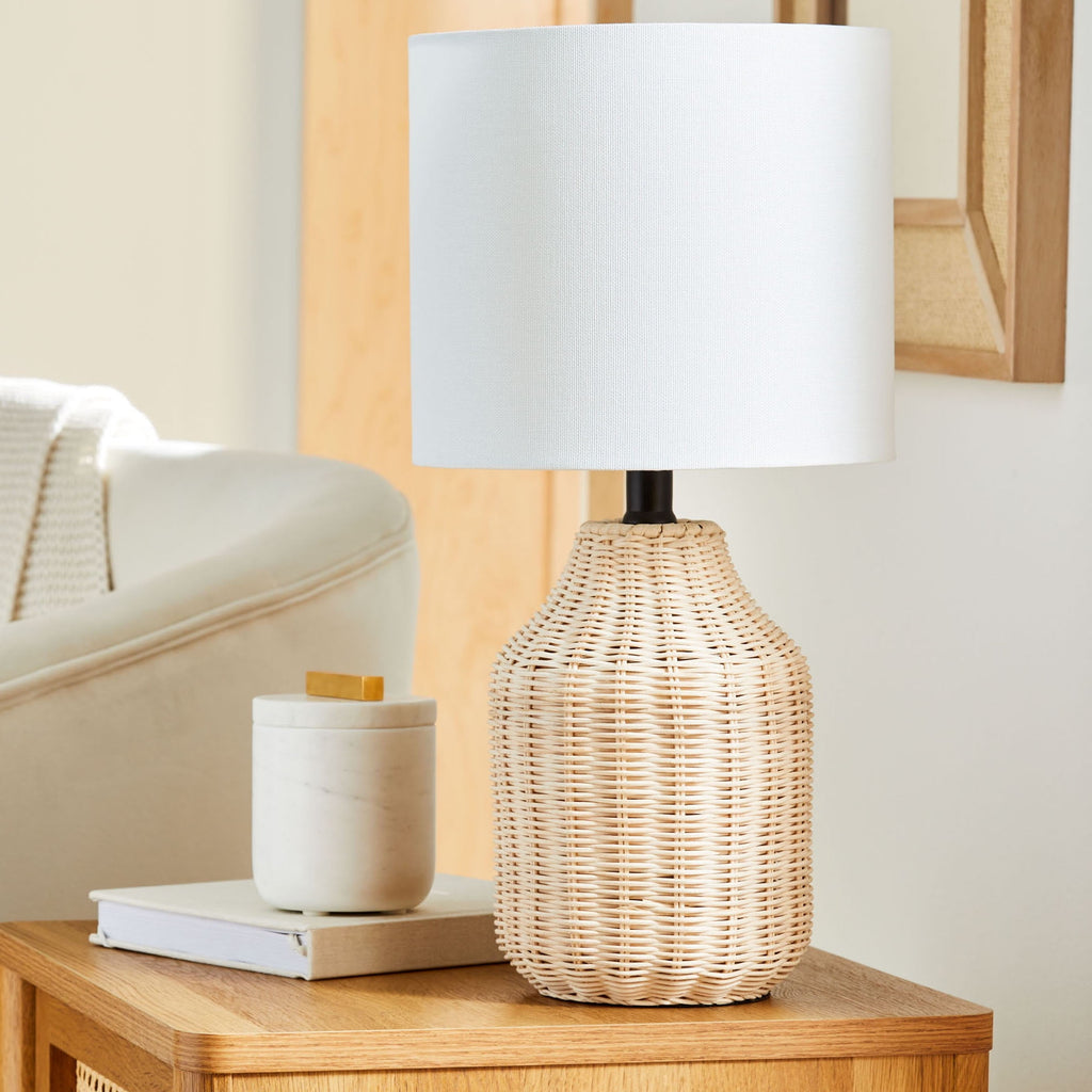 Better Homes &amp; Gardens 18" Woven Rattan Table Lamp, Natural Finish