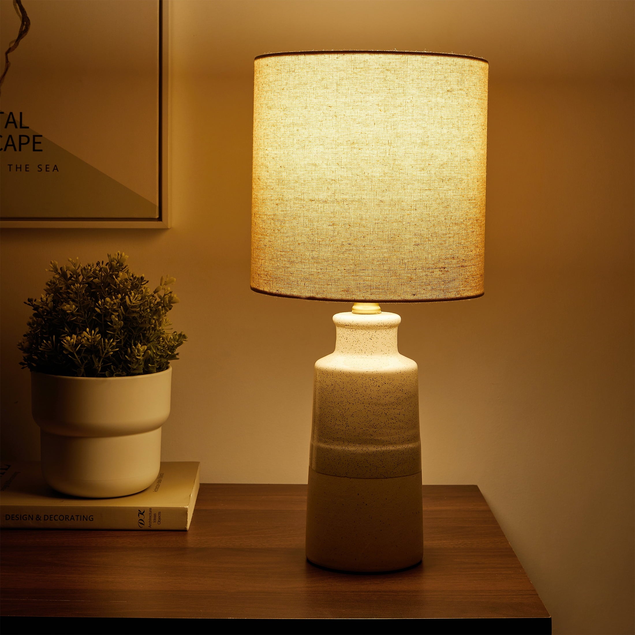 Better Homes &amp; Gardens 17" Reactive Glaze Ceramic Table Lamp with Off-White Shade