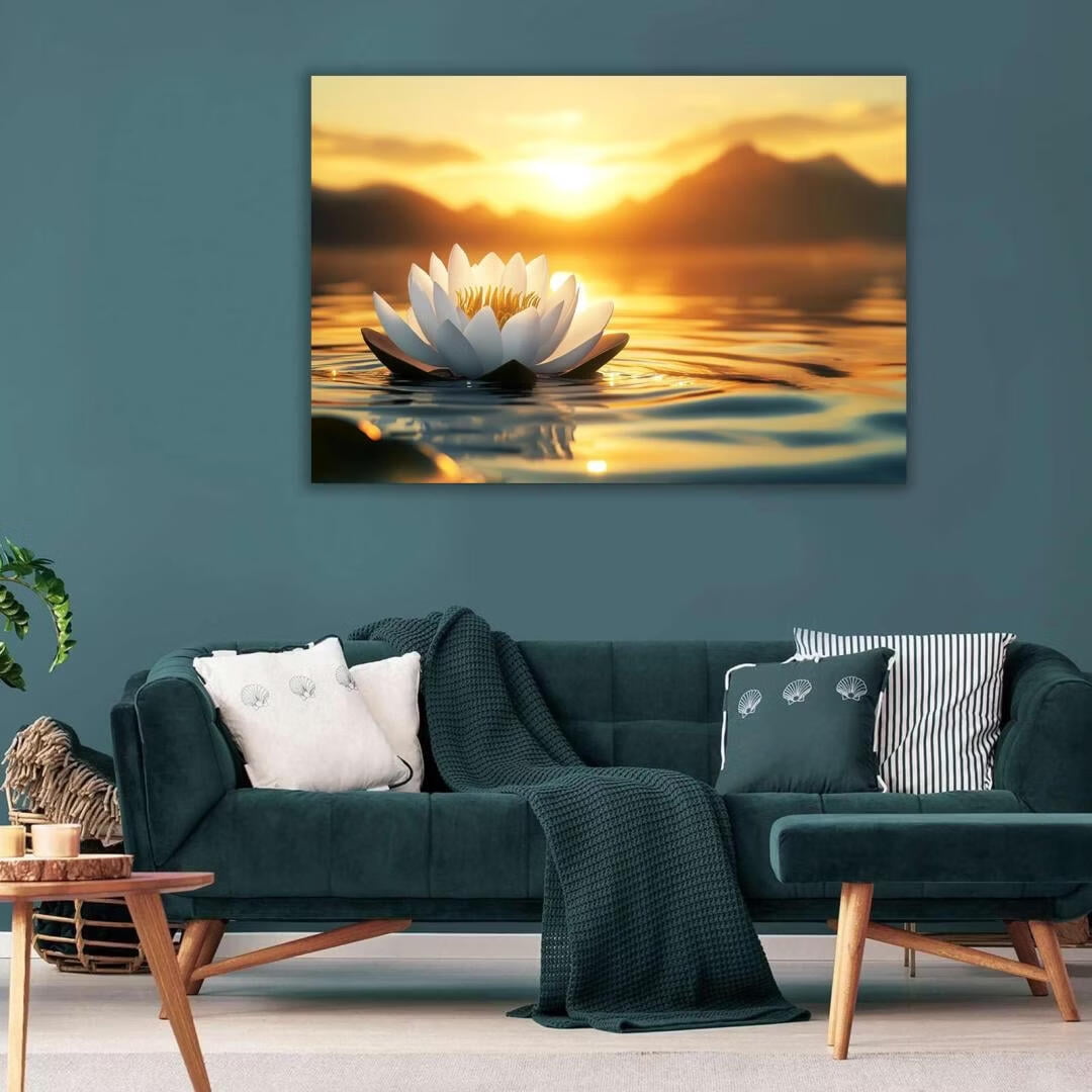 Mudket Framed Canvas Wall Art, White Orchid Candles Zen Stones Wall Decor, Elegant Calming Spa Floral Waterproof Art Prints for Bathroom Bedroom Living Room Home Decor - 18"L x 12"W