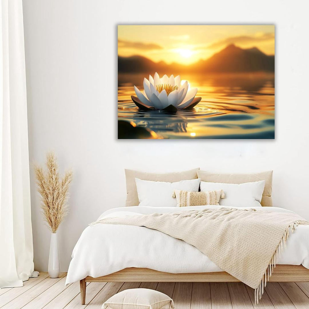 Mudket Framed Canvas Wall Art, White Orchid Candles Zen Stones Wall Decor, Elegant Calming Spa Floral Waterproof Art Prints for Bathroom Bedroom Living Room Home Decor - 18"L x 12"W