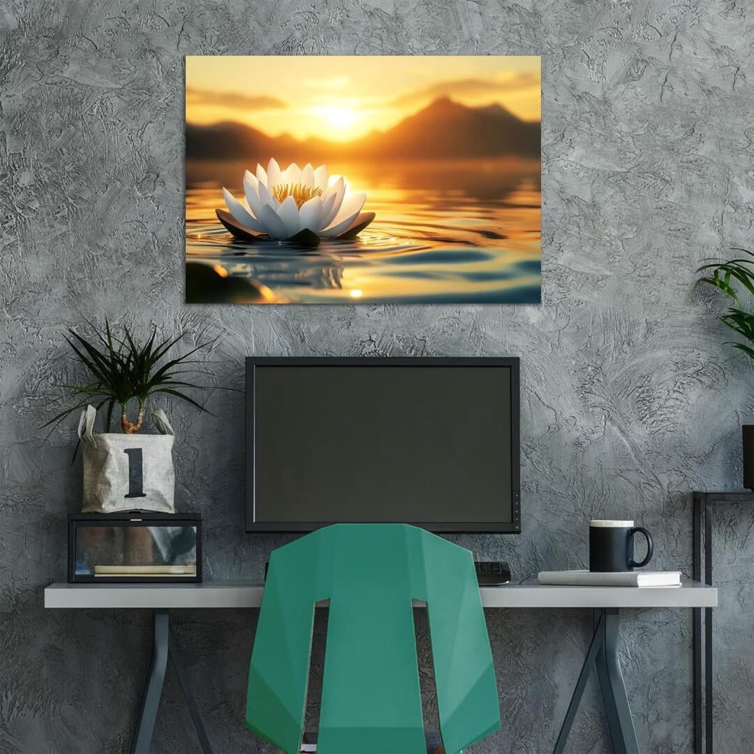 Mudket Framed Canvas Wall Art, White Orchid Candles Zen Stones Wall Decor, Elegant Calming Spa Floral Waterproof Art Prints for Bathroom Bedroom Living Room Home Decor - 18"L x 12"W