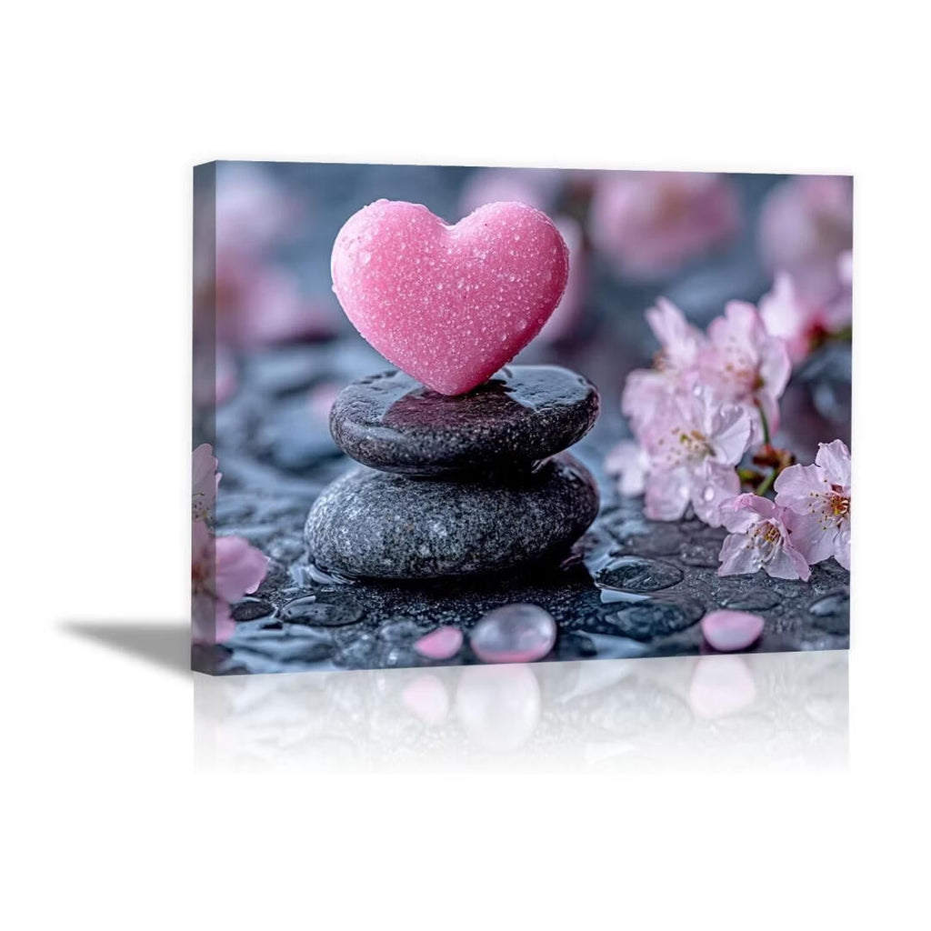 Mudket Framed Canvas Wall Art, White Orchid Candles Zen Stones Wall Decor, Elegant Calming Spa Floral Waterproof Art Prints for Bathroom Bedroom Living Room Home Decor - 18"L x 12"W