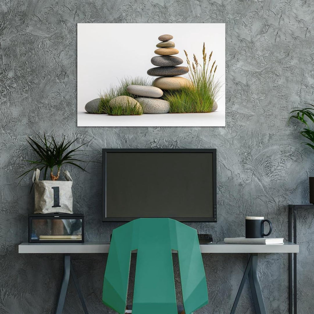 Mudket Framed Canvas Wall Art, White Orchid Candles Zen Stones Wall Decor, Elegant Calming Spa Floral Waterproof Art Prints for Bathroom Bedroom Living Room Home Decor - 18"L x 12"W