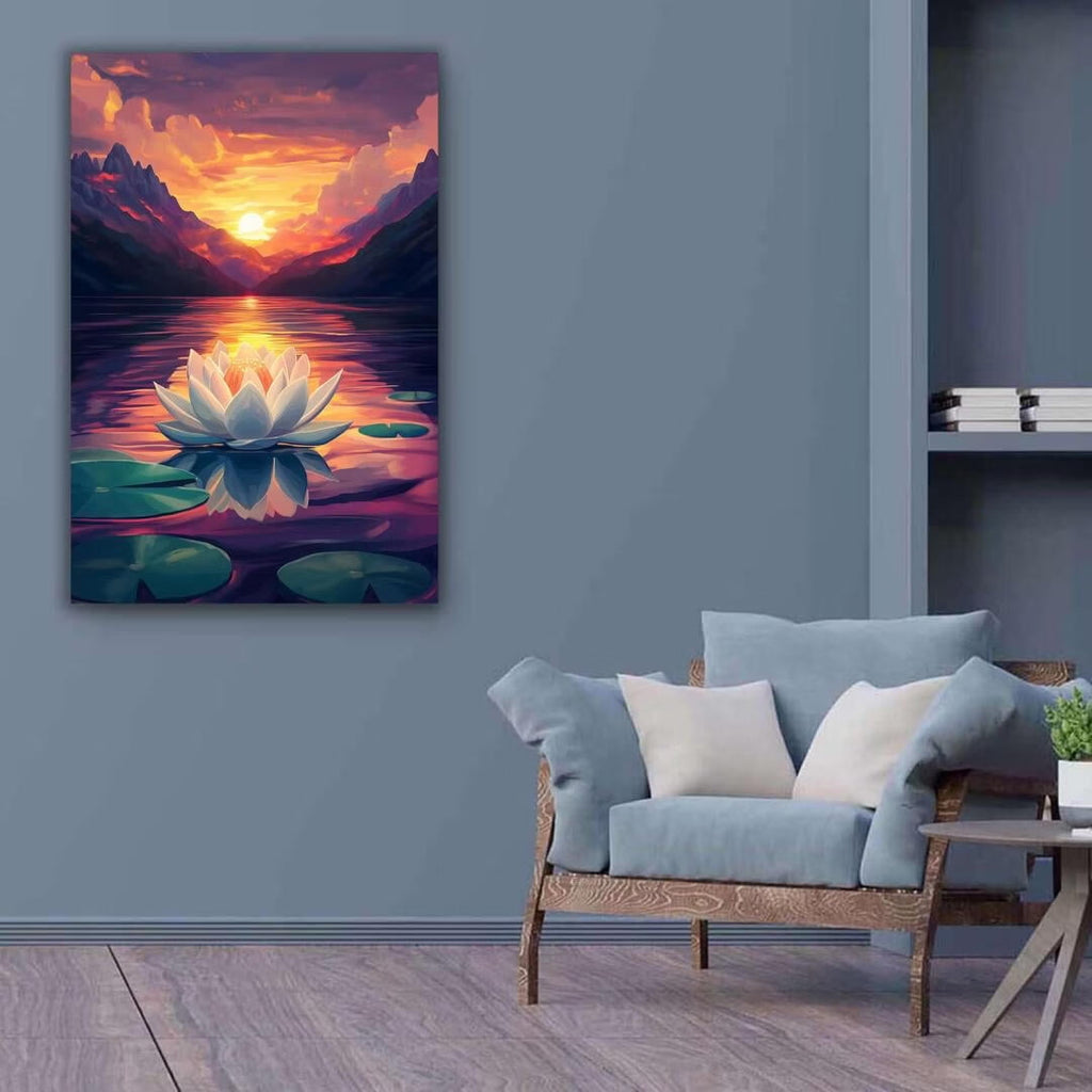 Mudket Framed Canvas Wall Art, White Orchid Candles Zen Stones Wall Decor, Elegant Calming Spa Floral Waterproof Art Prints for Bathroom Bedroom Living Room Home Decor - 18"L x 12"W