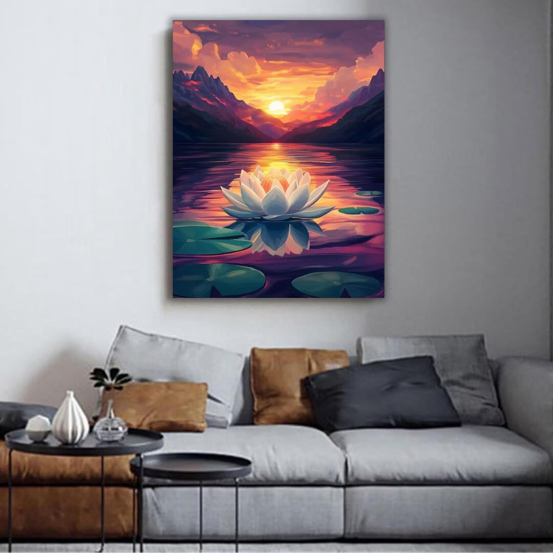 Mudket Framed Canvas Wall Art, White Orchid Candles Zen Stones Wall Decor, Elegant Calming Spa Floral Waterproof Art Prints for Bathroom Bedroom Living Room Home Decor - 18"L x 12"W