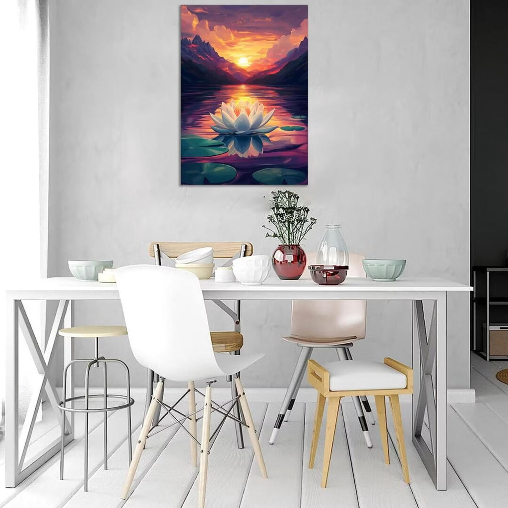 Mudket Framed Canvas Wall Art, White Orchid Candles Zen Stones Wall Decor, Elegant Calming Spa Floral Waterproof Art Prints for Bathroom Bedroom Living Room Home Decor - 18"L x 12"W