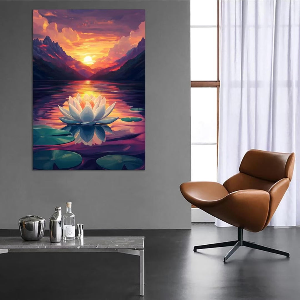 Mudket Framed Canvas Wall Art, White Orchid Candles Zen Stones Wall Decor, Elegant Calming Spa Floral Waterproof Art Prints for Bathroom Bedroom Living Room Home Decor - 18"L x 12"W