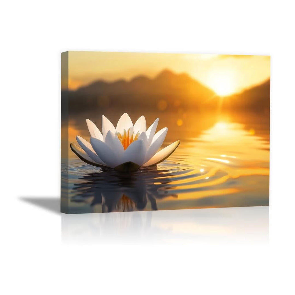Mudket Framed Canvas Wall Art, White Orchid Candles Zen Stones Wall Decor, Elegant Calming Spa Floral Waterproof Art Prints for Bathroom Bedroom Living Room Home Decor - 18"L x 12"W