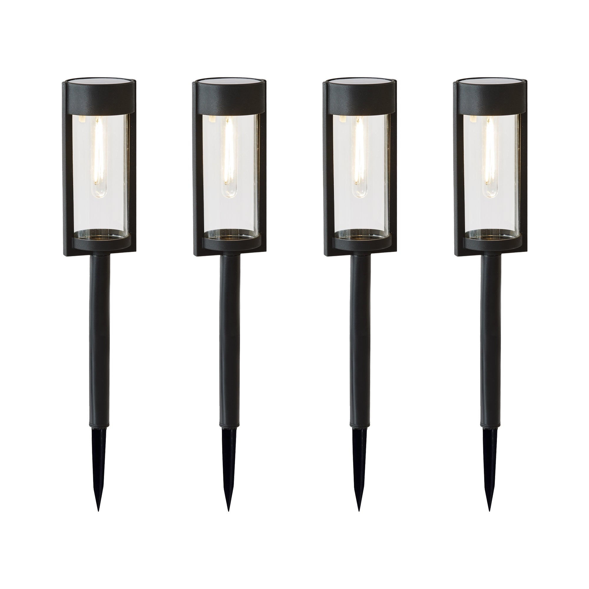 Better Homes &amp; Gardens Wyatt Solar Powered Black 15 Lumens LED Landscape Bollard Pathway Light (4 Count)