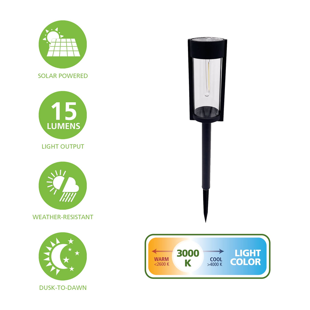 Better Homes &amp; Gardens Wyatt Solar Powered Black 15 Lumens LED Landscape Bollard Pathway Light (4 Count)