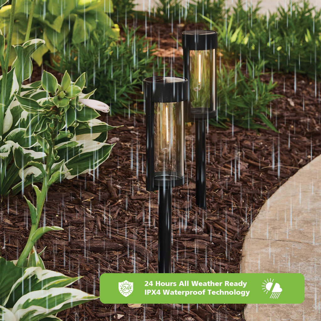 Better Homes &amp; Gardens Wyatt Solar Powered Black 15 Lumens LED Landscape Bollard Pathway Light (4 Count)