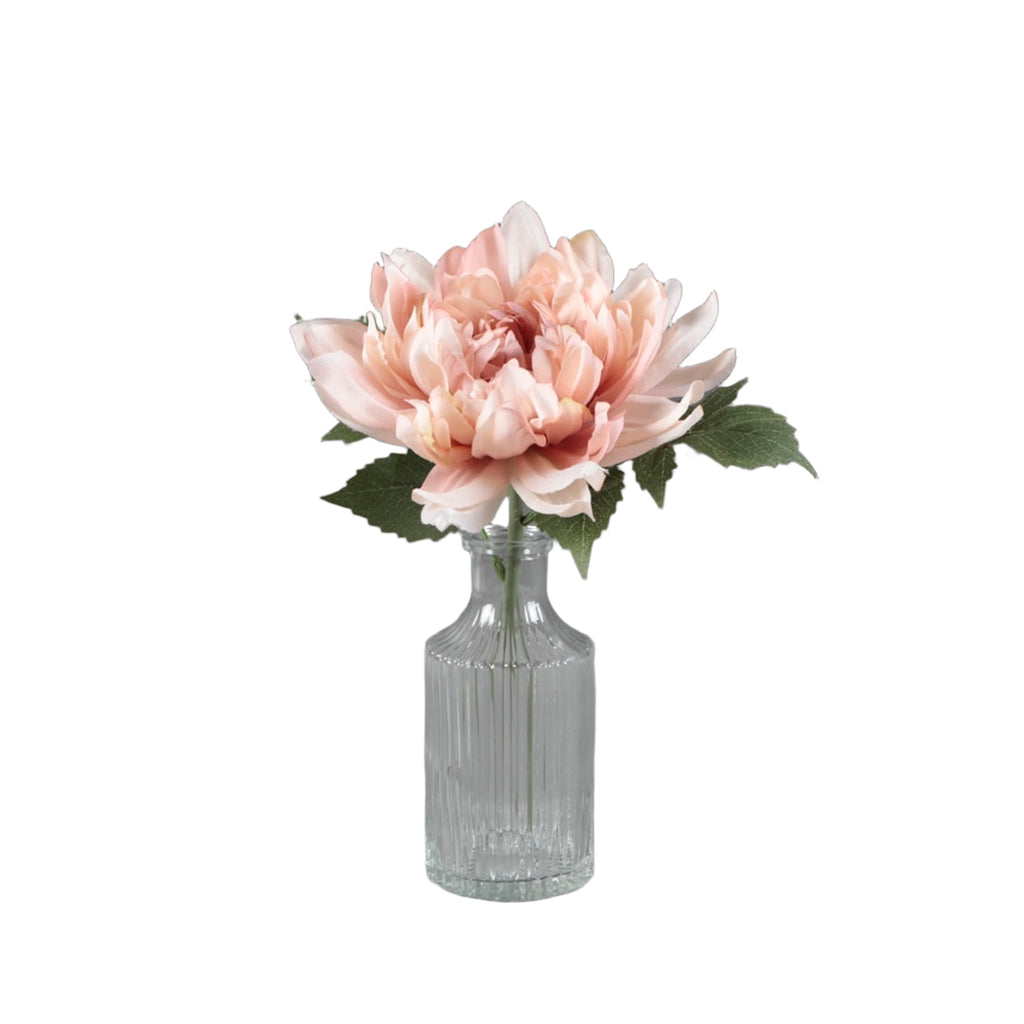 Home Decor Collection 10.25" Pink Faux Peony in Glass Vase