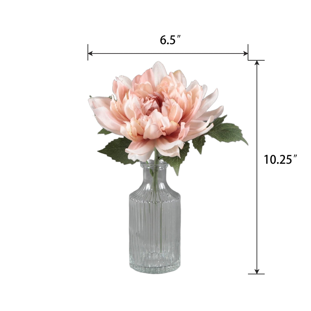 Home Decor Collection 10.25" Pink Faux Peony in Glass Vase
