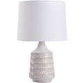 Better Homes &amp; Gardens White and Beige Etched Ceramic Table Lamp with Shade 17"H