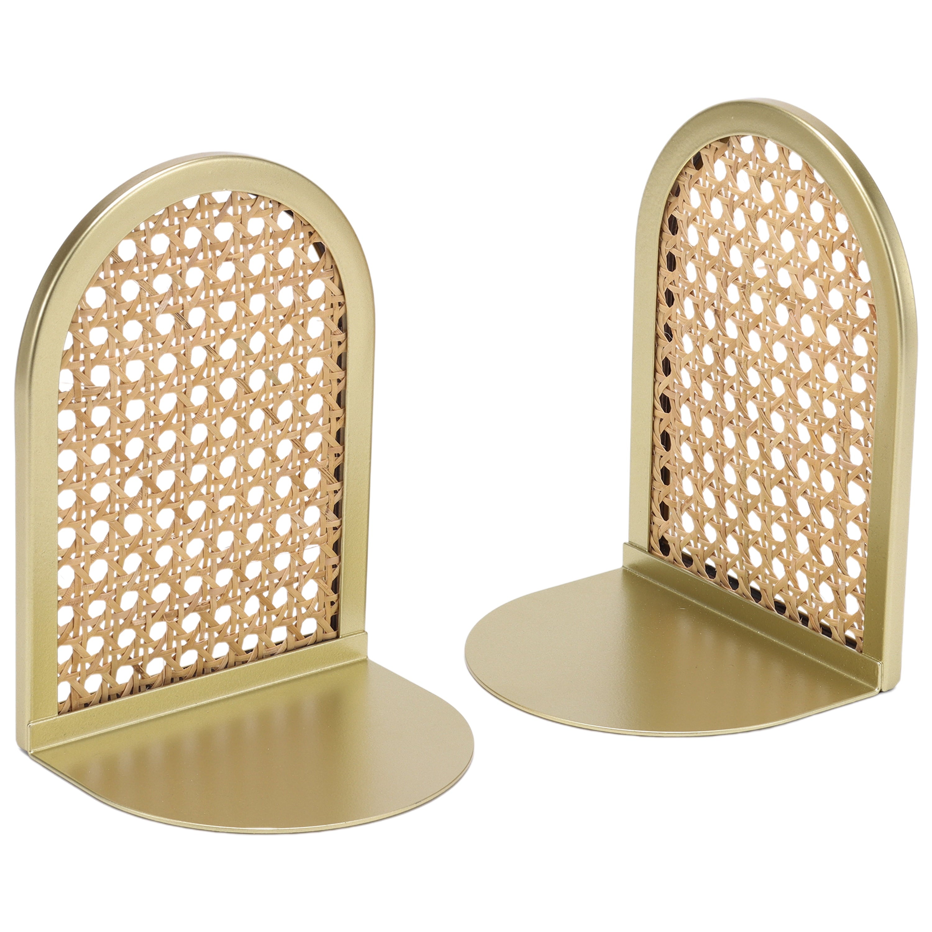 Home Decor Collection Sterling &amp; Noble Home Gold and Natural Rattan Decorative Tabletop Bookends