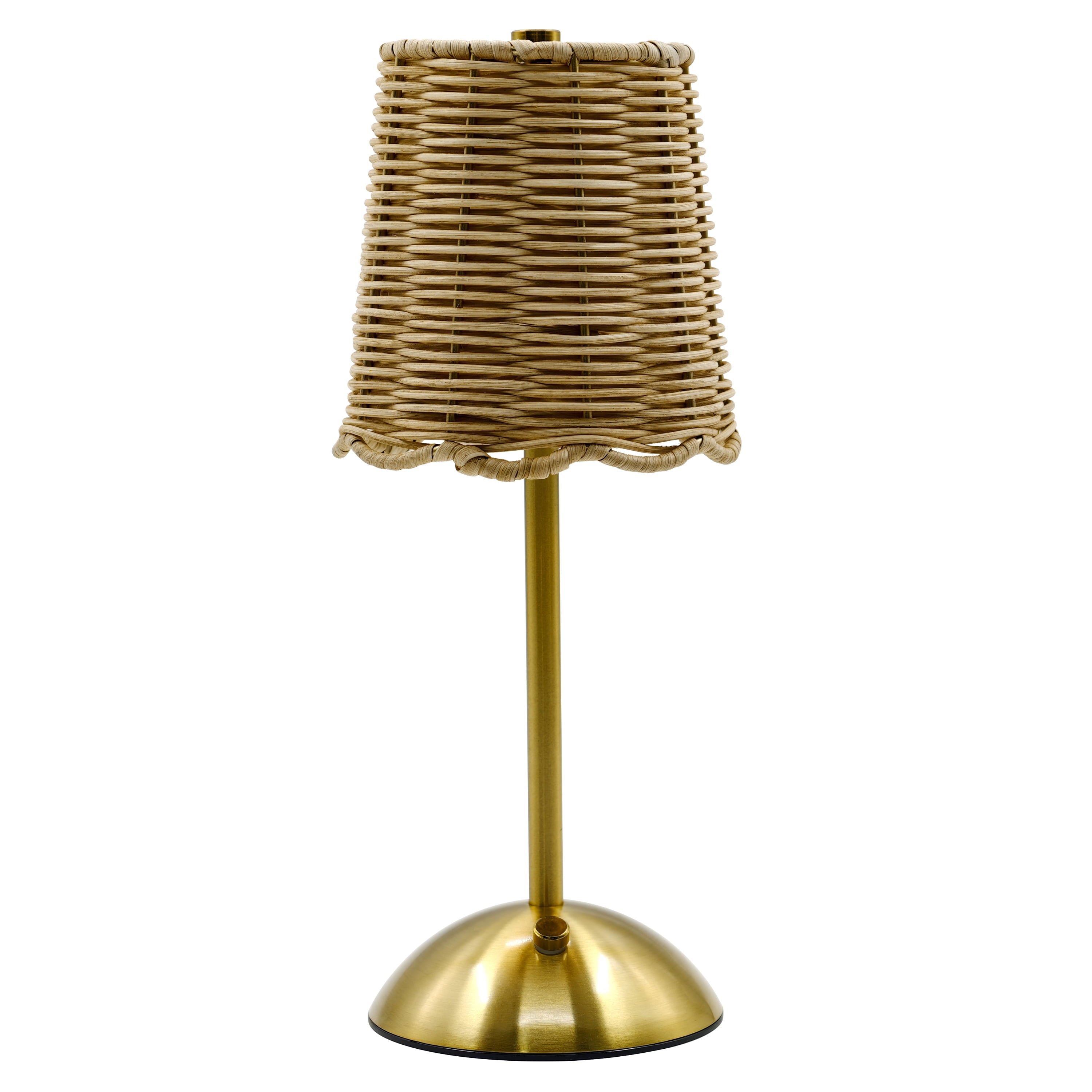 Home Decor Collection Sterling &amp; Noble Home Cordless Indoor Rattan and Gold Colored Table Lamp with Touch Switch/Dimmer